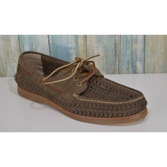 Frye Sully Woven Boat Shoes Men's Size Brown Leather